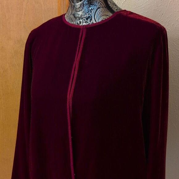Eileen Fisher velvet jacket burgundy red size M - Picture 3 of 10